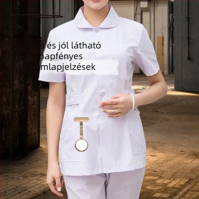 Ápolók számára készült kvarc mozgású óra, mutató kijelző, ötvözet tokkal, ötvözet szíjjal, pin-záródás, napi vízállóság