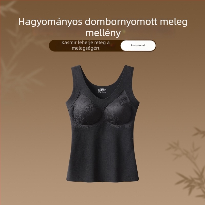 Női kétoldalas velúr termo mellény beépített mellpárnákkal, melltartó nélkül, varratmentes, őszi–téli alsónemű