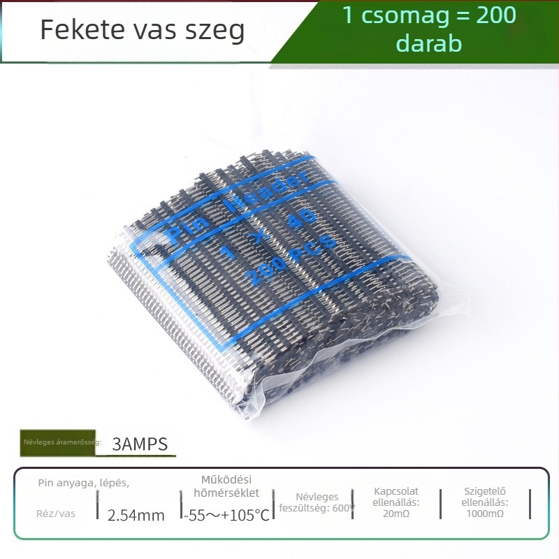 HXS 2,54 mm-es pin fej, 40-pin, egysoros, egyenes és hajlított tűk, PCB és digitális elektronika számára
