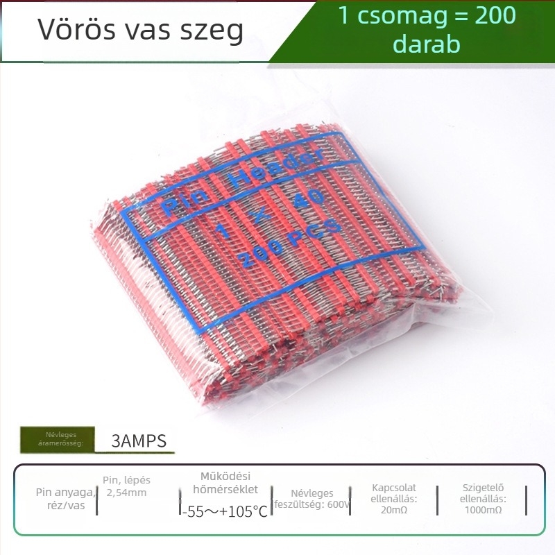 HXS 2,54 mm-es pin fej, 40-pin, egysoros, egyenes és hajlított tűk, PCB és digitális elektronika számára
