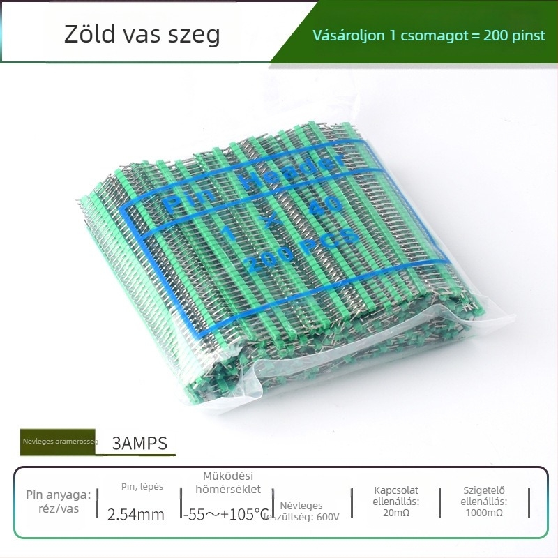 HXS 2,54 mm-es pin fej, 40-pin, egysoros, egyenes és hajlított tűk, PCB és digitális elektronika számára