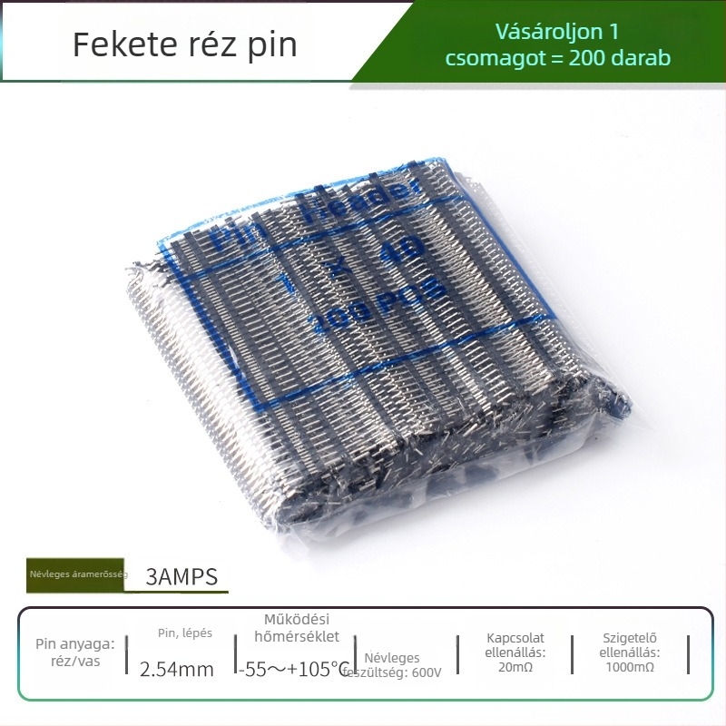 HXS 2,54 mm-es pin fej, 40-pin, egysoros, egyenes és hajlított tűk, PCB és digitális elektronika számára