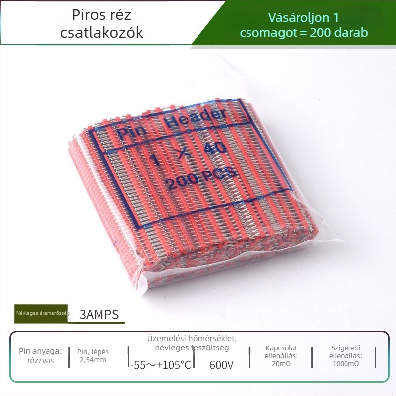 HXS 2,54 mm-es pin fej, 40-pin, egysoros, egyenes és hajlított tűk, PCB és digitális elektronika számára