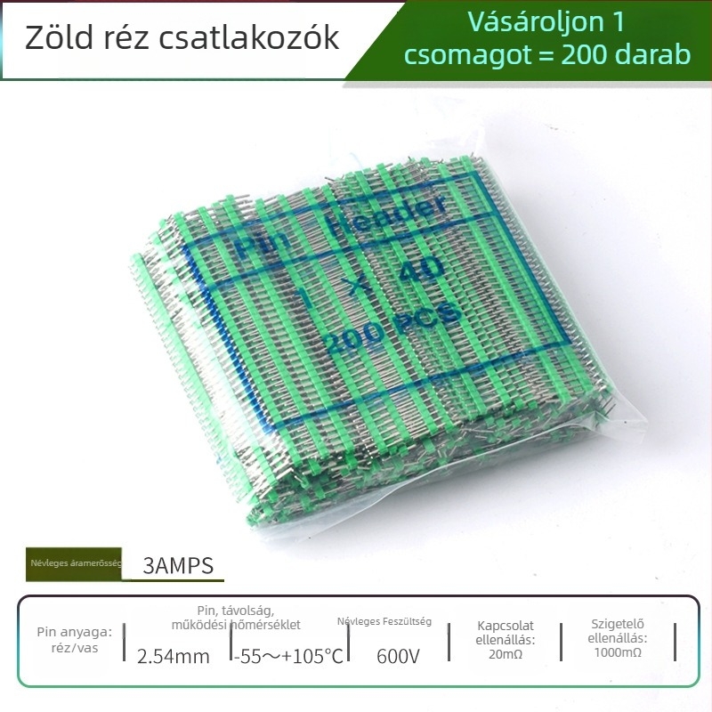 HXS 2,54 mm-es pin fej, 40-pin, egysoros, egyenes és hajlított tűk, PCB és digitális elektronika számára