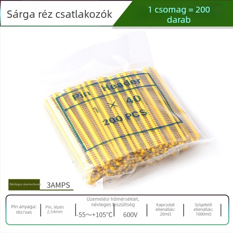 HXS 2,54 mm-es pin fej, 40-pin, egysoros, egyenes és hajlított tűk, PCB és digitális elektronika számára