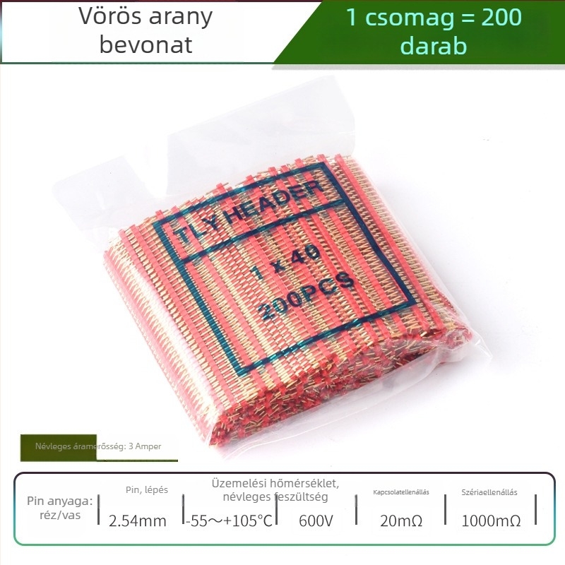 HXS 2,54 mm-es pin fej, 40-pin, egysoros, egyenes és hajlított tűk, PCB és digitális elektronika számára