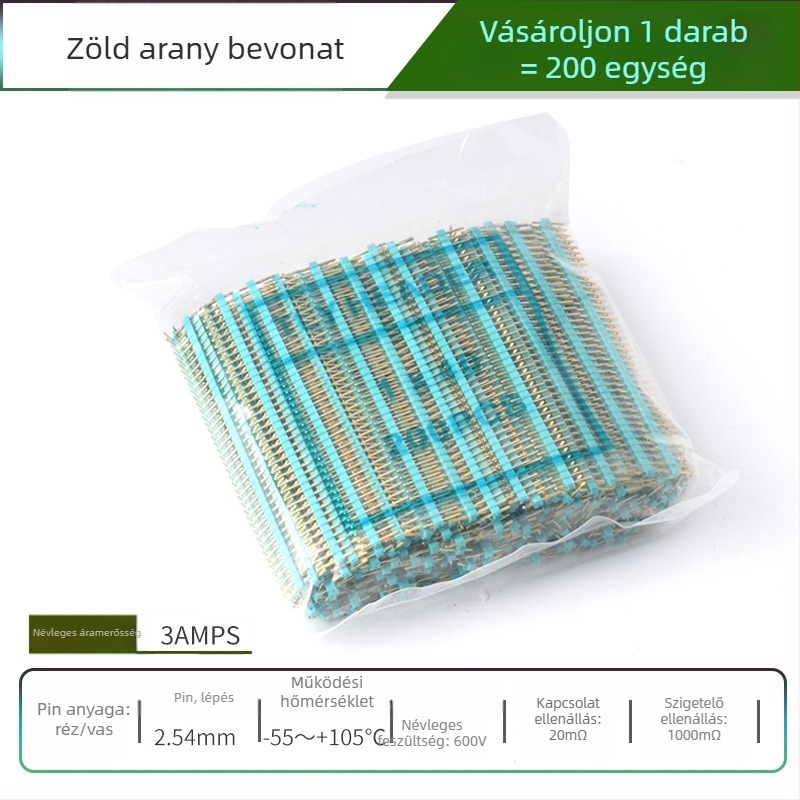 HXS 2,54 mm-es pin fej, 40-pin, egysoros, egyenes és hajlított tűk, PCB és digitális elektronika számára