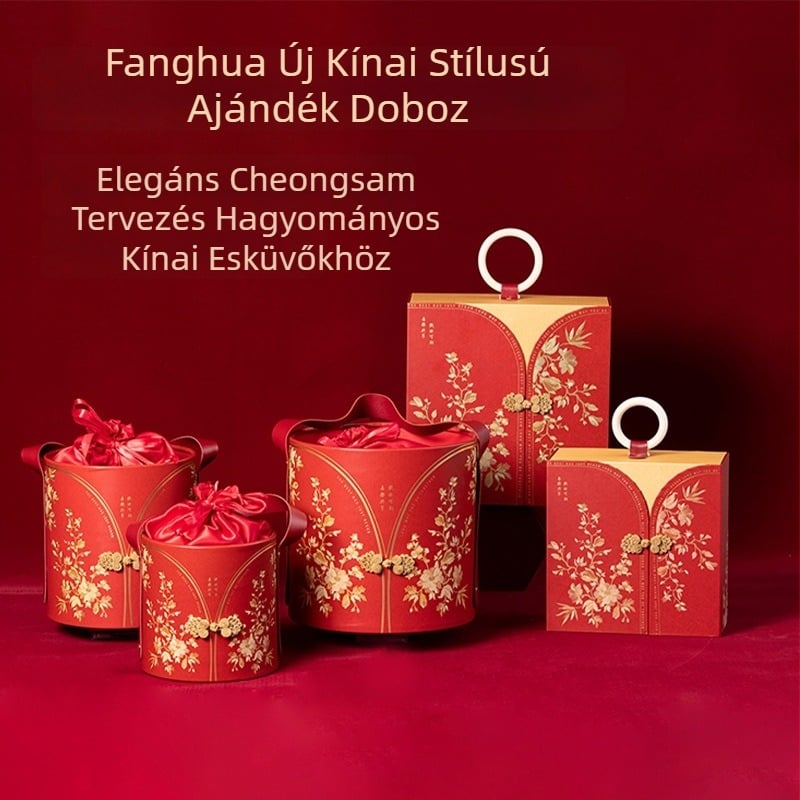 Youth sorozat kínai stílusú ajándékdoboz aranyfóliával, speciális papíron — esküvői és koszorúslány ajándékokhoz; oldalsó nyitású és hengeres doboz variációk.