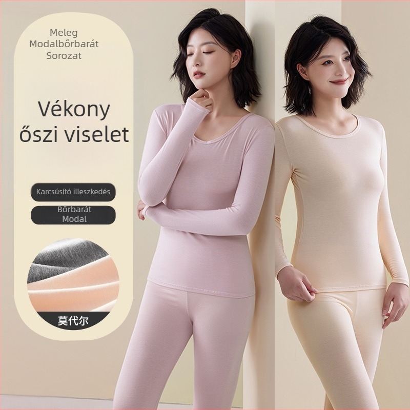 Modál anyagú őszi–téli női thermál készlet, vékony alapréteg, lélegző, melegen tartó, felső és alsó