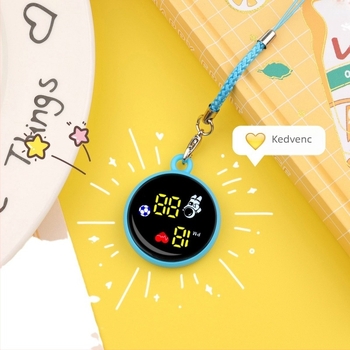 Láncos mini digitális óra, numerikus kijelzővel (34 mm tárcsaszélesség, elektronikus működés, műanyag tokozás, 10 m vízállóság)