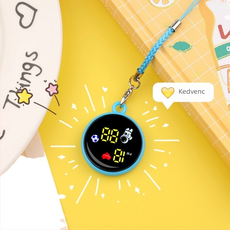 Láncos mini digitális óra, numerikus kijelzővel (34 mm tárcsaszélesség, elektronikus működés, műanyag tokozás, 10 m vízállóság)