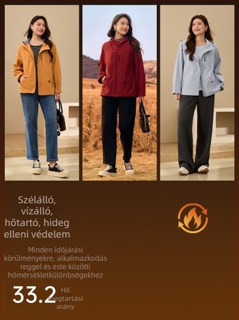 Női kapucnis dzseki poliészterből, cipzárral, karcsúsított szabás, hímzett részletek, elegáns városi stílus