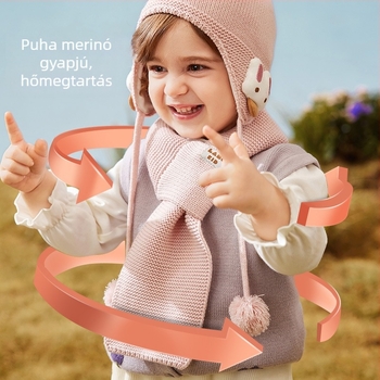 Lemon Baby kötött babasapka fülvédővel és pomponnal, meleg akril sapka tavaszra és őszre