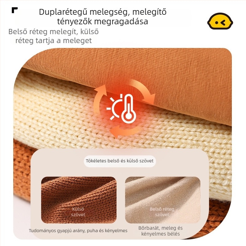 Lemon Baby kötött babasapka fülvédővel és pomponnal, meleg akril sapka tavaszra és őszre