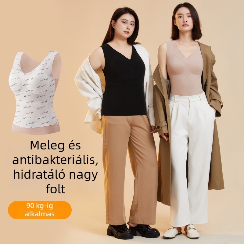 Női V-nyakú termikus mellény tollbetéttel, melegítő alapszint a hideg őszi időre, sokoldalú, plusz méret