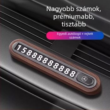 Diófából készült ideiglenes parkolási szám tábla autóhoz – rejtett típus, testreszabás nélkül
