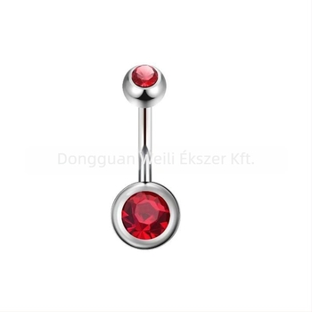 F136 titániumötvözet cirkón gömbös köldök piercing, geometrikus dizájn