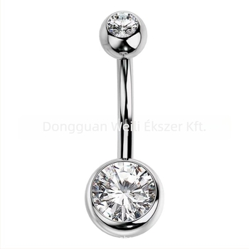 F136 titániumötvözet cirkón gömbös köldök piercing, geometrikus dizájn
