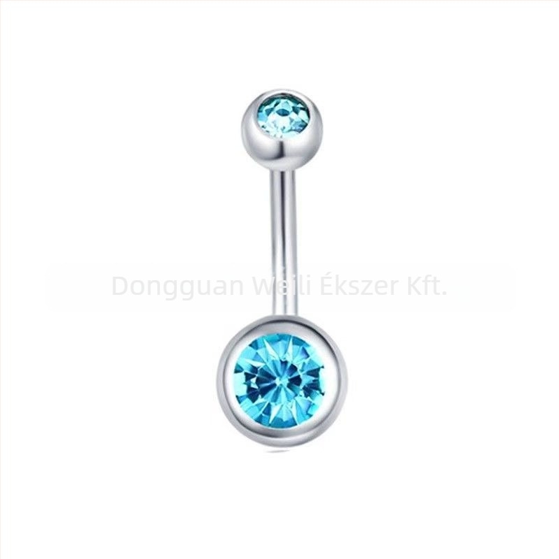 F136 titániumötvözet cirkón gömbös köldök piercing, geometrikus dizájn
