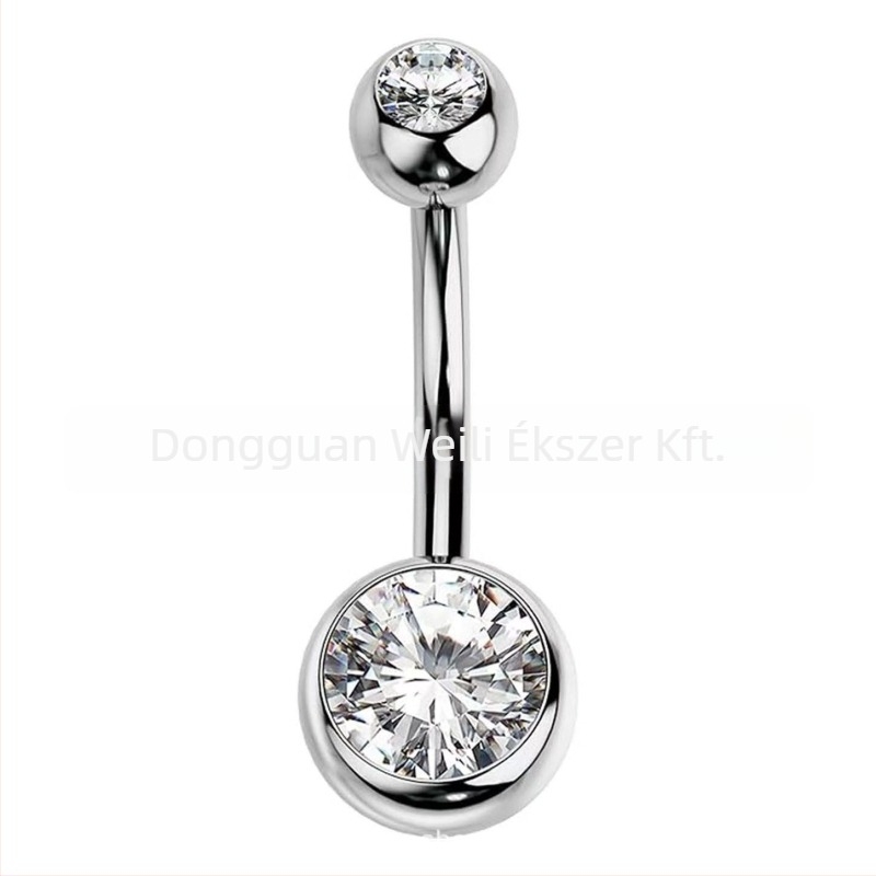 F136 titániumötvözet cirkón gömbös köldök piercing, geometrikus dizájn