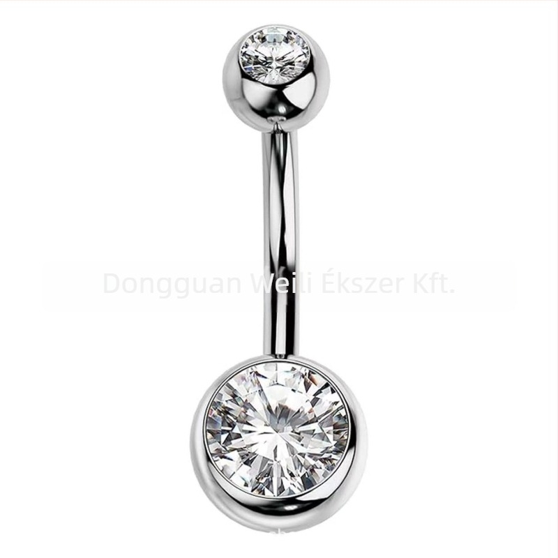 F136 titániumötvözet cirkón gömbös köldök piercing, geometrikus dizájn