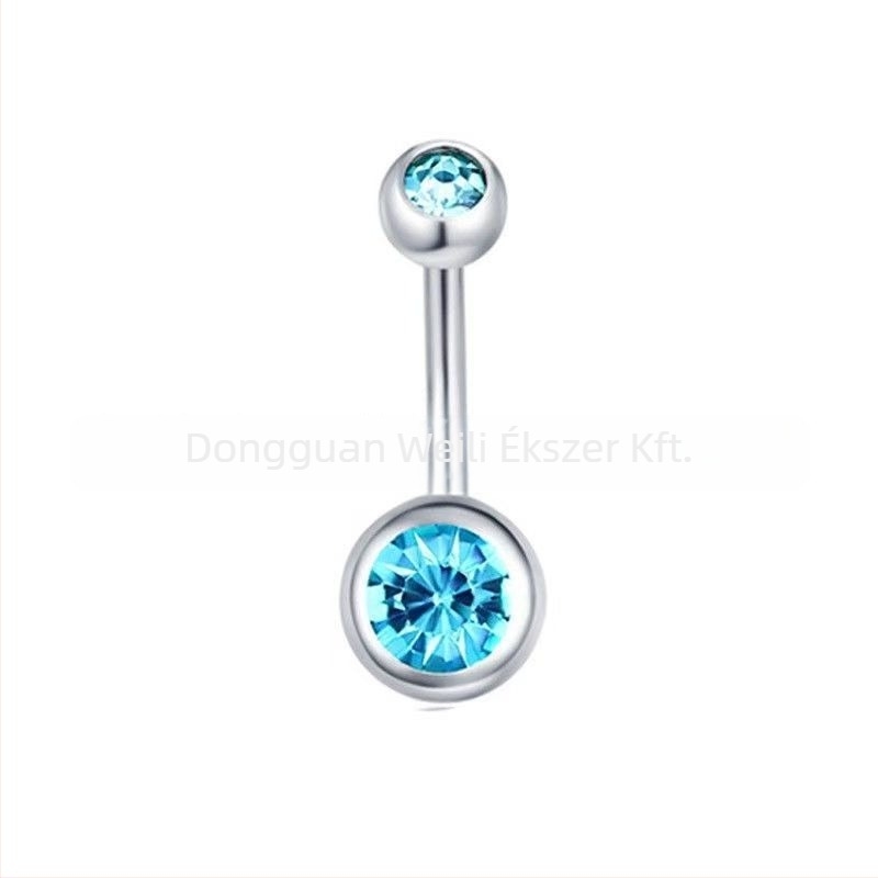 F136 titániumötvözet cirkón gömbös köldök piercing, geometrikus dizájn