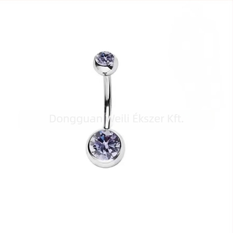 F136 titániumötvözet cirkón gömbös köldök piercing, geometrikus dizájn