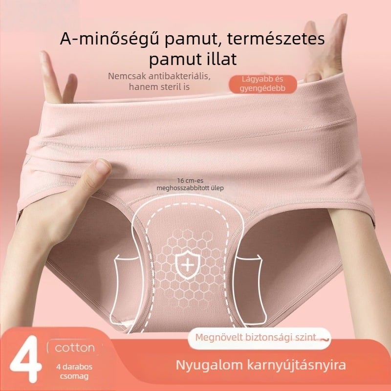 Női 100% pamut alsónemű, középmagas derék, meghosszabbított és széles oldalak, antibakteriális intim rész, minden évszakban.