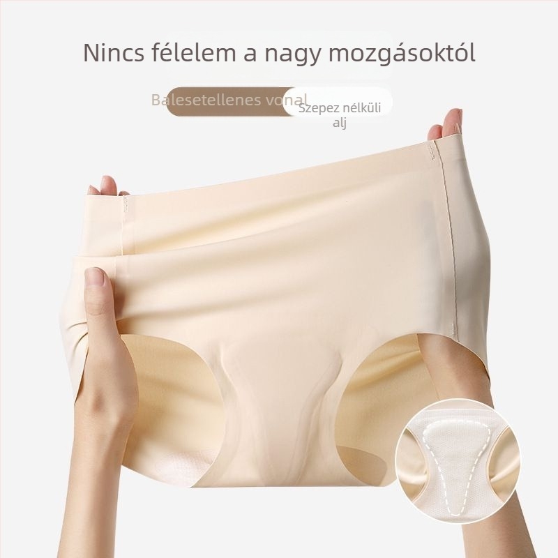 Női anti-dörzsöléses alsónemű középmagas derekú, Ice Silk anyag, lélegző, antibakteriális, pamut bélés a szeméremtájékon