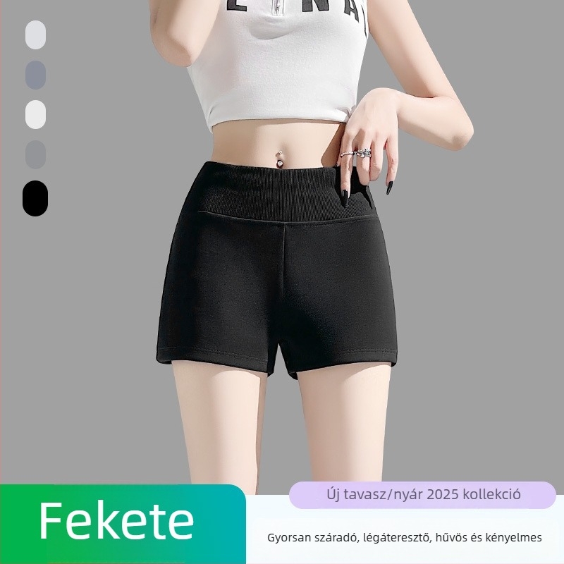 Női casual kapri nadrág, elasztikus derekú, pamut-poliészter keverék, háromnegyedes hossz, magas rugalmasság (reflektív kezelés)