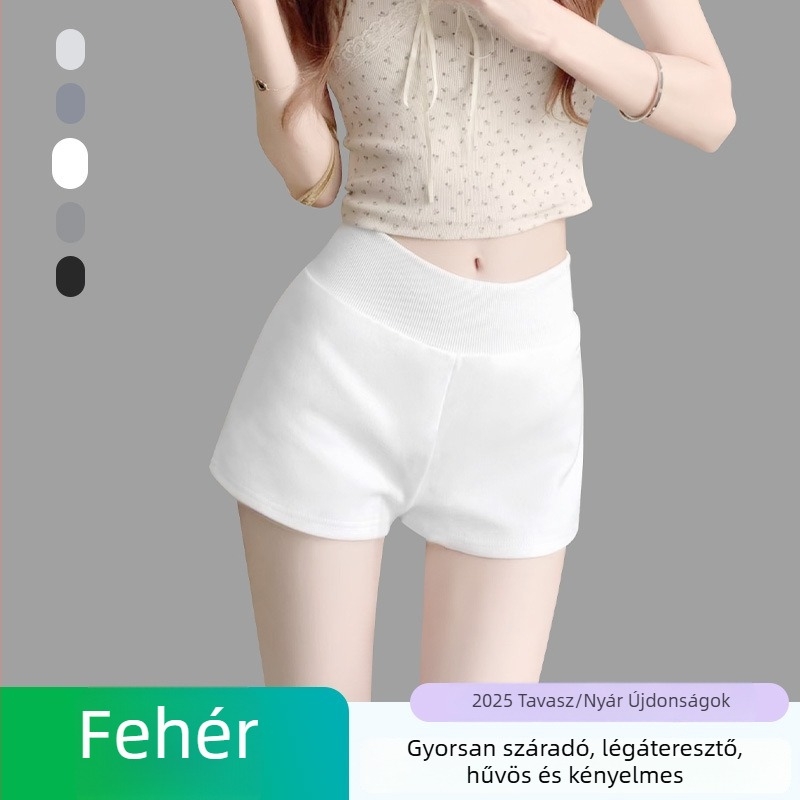 Női casual kapri nadrág, elasztikus derekú, pamut-poliészter keverék, háromnegyedes hossz, magas rugalmasság (reflektív kezelés)