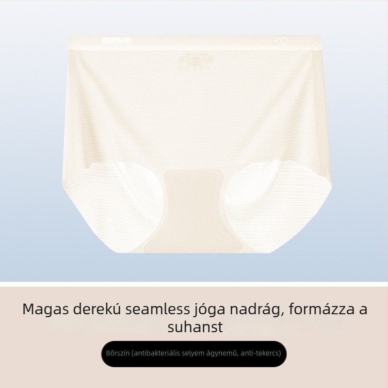 Női fehérnemű magas derekú ice silk anyagból, antibakteriális ágyéki bélés, gyorsan szárad, lélegző jacquard szövet.