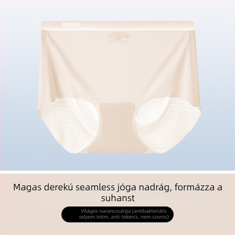 Női fehérnemű magas derekú ice silk anyagból, antibakteriális ágyéki bélés, gyorsan szárad, lélegző jacquard szövet.