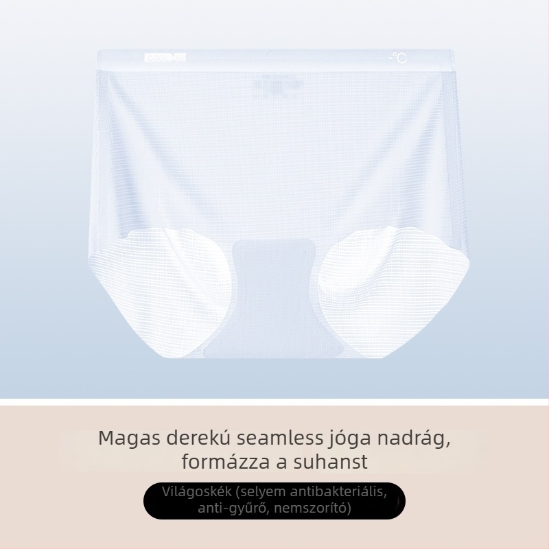 Női fehérnemű magas derekú ice silk anyagból, antibakteriális ágyéki bélés, gyorsan szárad, lélegző jacquard szövet.