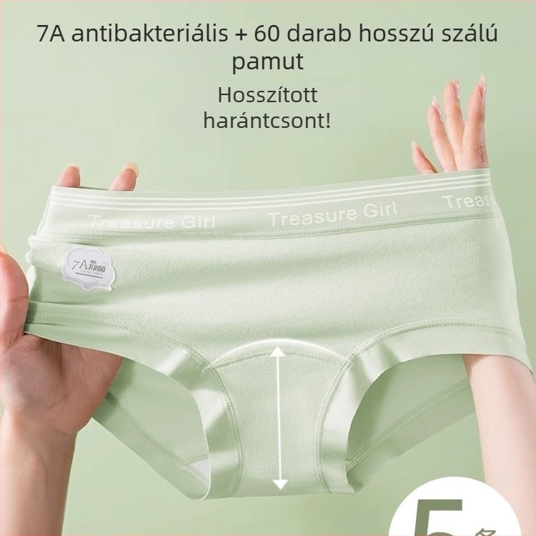 Női pamut alsónemű középmagas derékkal, légáteresztő és antibakteriális, egyszínű, 90-95% pamut.