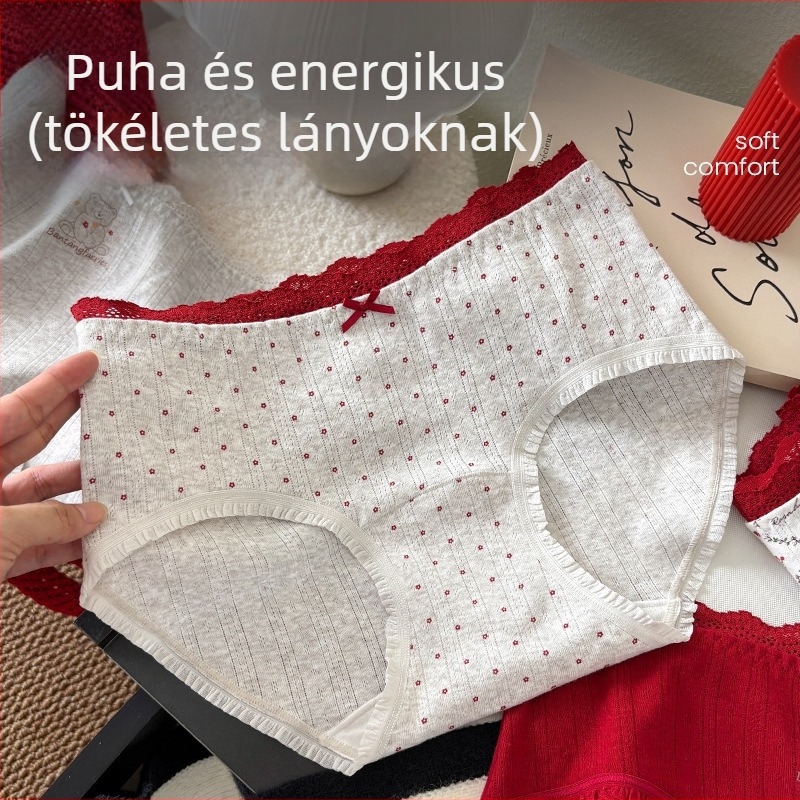 Virágos csipkés pamut női bugyi antibakteriális intimzónával