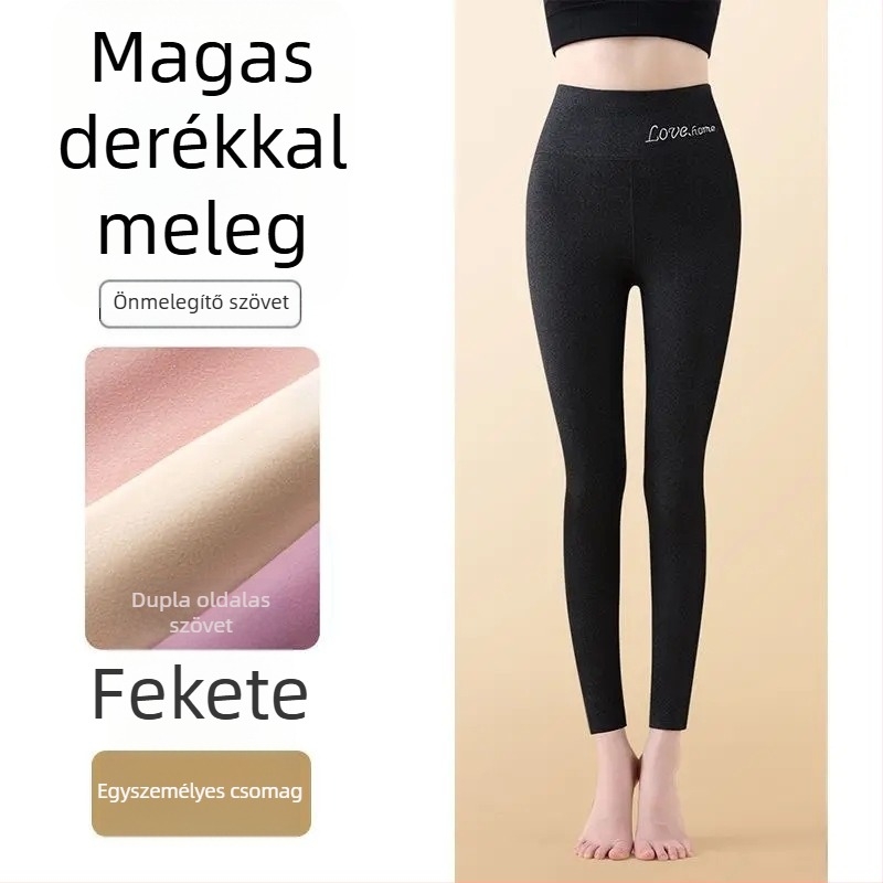 Női varrat nélküli termikus leggings magas derekú, Derong anyagból, közepes vastagságú