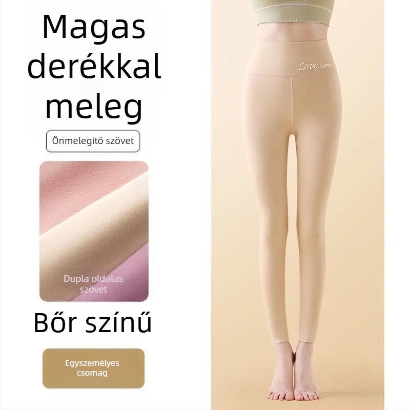 Női varrat nélküli termikus leggings magas derekú, Derong anyagból, közepes vastagságú