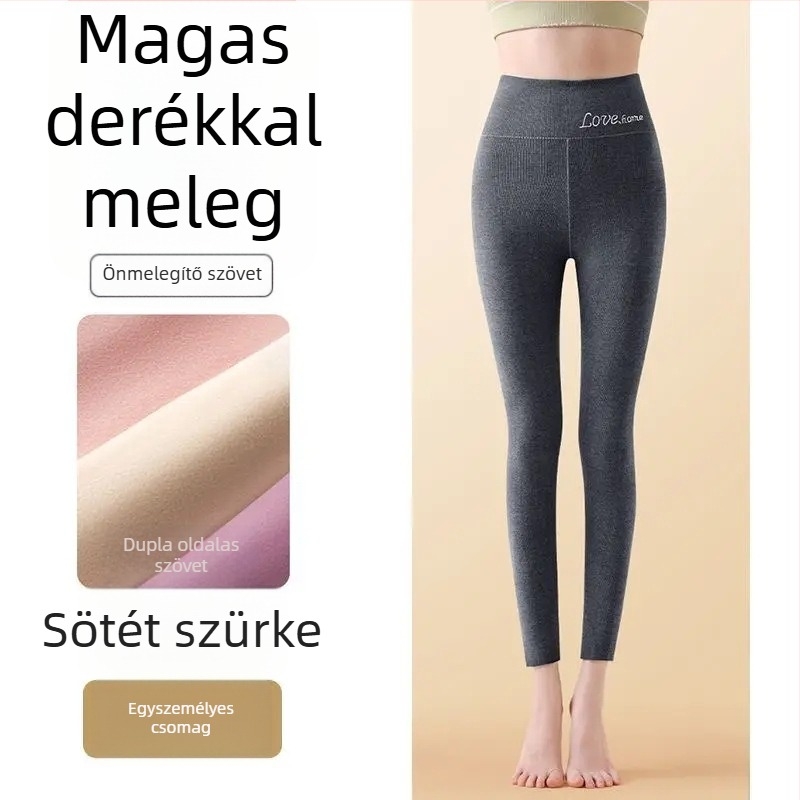 Női varrat nélküli termikus leggings magas derekú, Derong anyagból, közepes vastagságú
