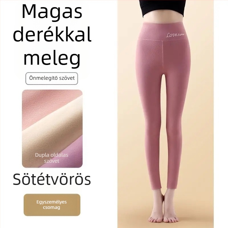 Női varrat nélküli termikus leggings magas derekú, Derong anyagból, közepes vastagságú