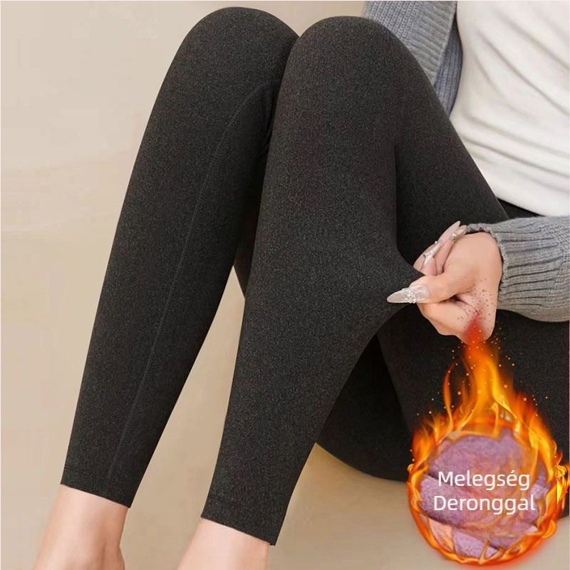 Téli önmelegítő női termikus leggings, belső réteg, középmagasságú, szoros fazon, plusz méret, nagy rugalmasság