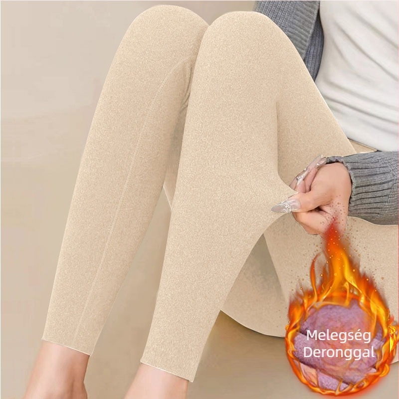 Téli önmelegítő női termikus leggings, belső réteg, középmagasságú, szoros fazon, plusz méret, nagy rugalmasság