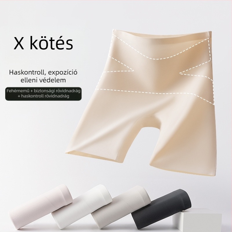 Három az egyben jéghálós selyem anyagú nőknek szánt biztonságos leggings, magas derekú haskontroll és fenékemelés, rejtés a kilátszódás ellen