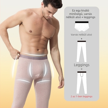 Őszi–téli 2–in–1, varrat nélküli, színes pamut férfi pizsama nadrág és leggings, vékony, meleg, egyszínű, raktáron
