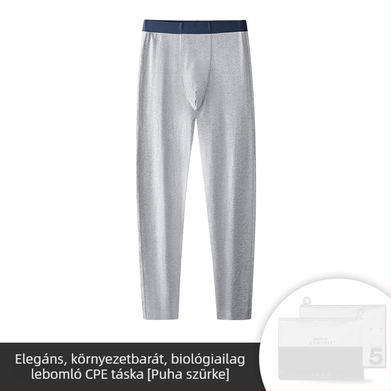 Őszi–téli 2–in–1, varrat nélküli, színes pamut férfi pizsama nadrág és leggings, vékony, meleg, egyszínű, raktáron