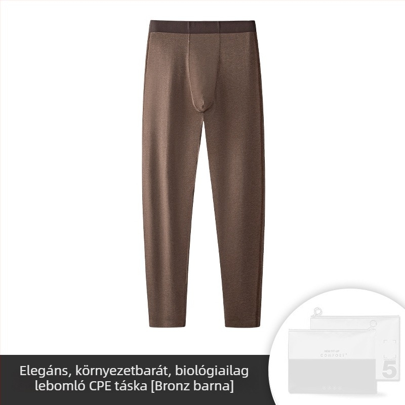 Őszi–téli 2–in–1, varrat nélküli, színes pamut férfi pizsama nadrág és leggings, vékony, meleg, egyszínű, raktáron