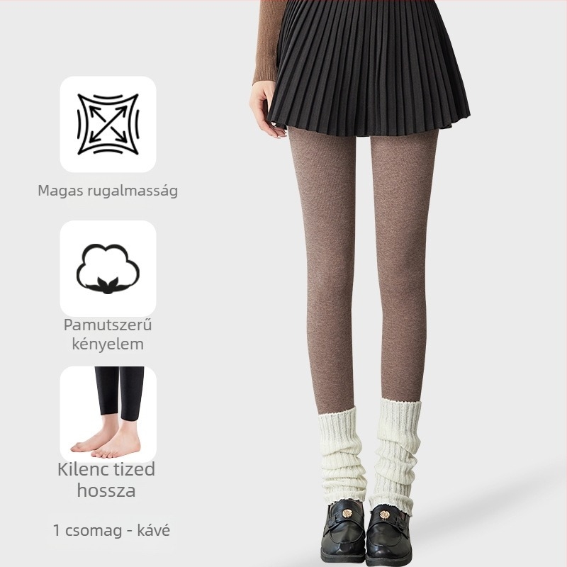 9/10 hosszúságú női leggings, hasformázó hatással, fleece belső béléssel, vastag anyagú, őszi–téli viseletre