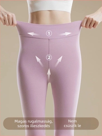 Női termo leggings, magas derékkal, fleece-béléssel, varrás nélküli, meleg alapréteg, poliészter-spandex keverék