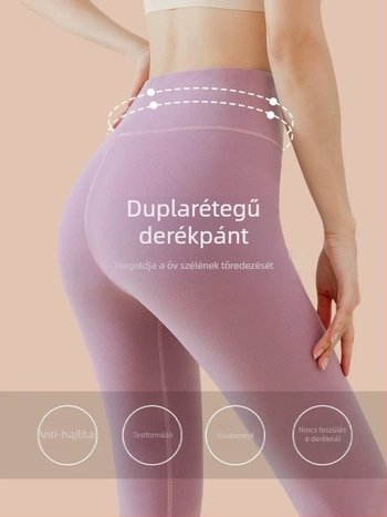 Női termo leggings, magas derékkal, fleece-béléssel, varrás nélküli, meleg alapréteg, poliészter-spandex keverék