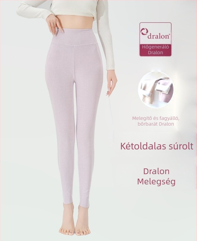 Női termo leggings, magas derékkal, fleece-béléssel, varrás nélküli, meleg alapréteg, poliészter-spandex keverék